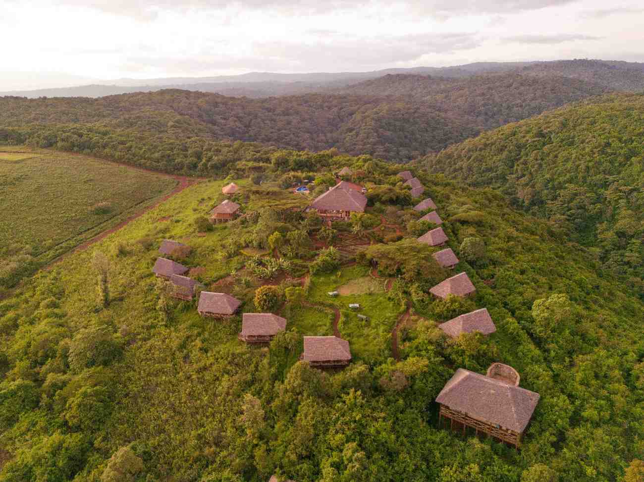 Hilltop views and lodge setting at Rhotia Valley Tented Lodge near Karatu