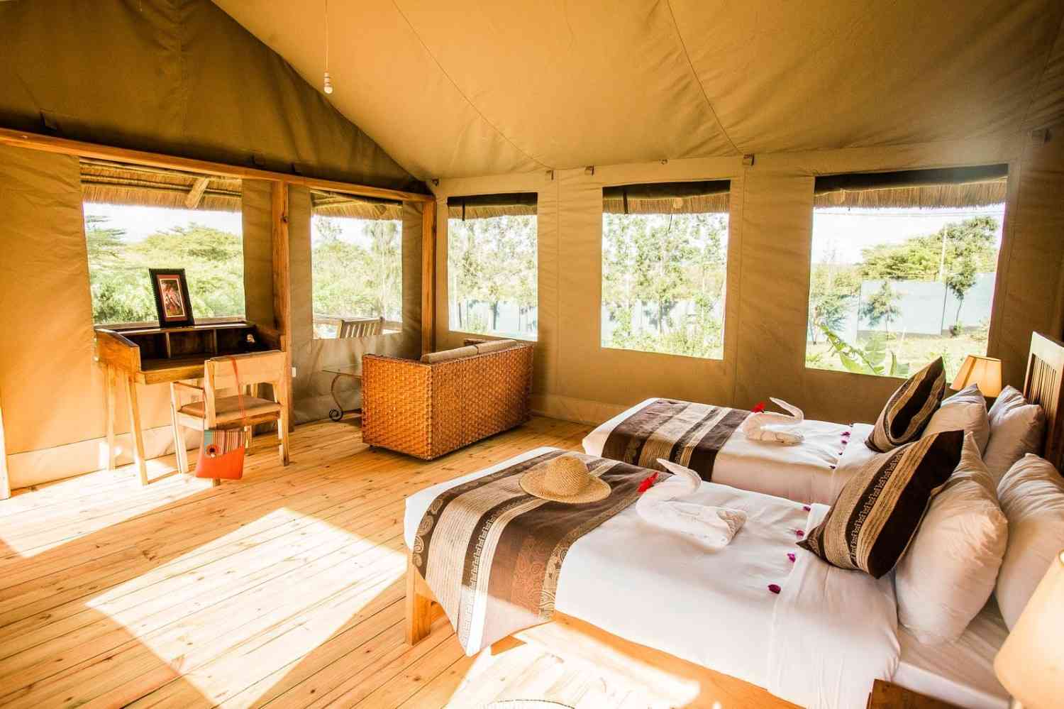 Exterior view of Kankari Lodge — gardened country lodge on the ngorongoro highlands accommodation in Tanzania
