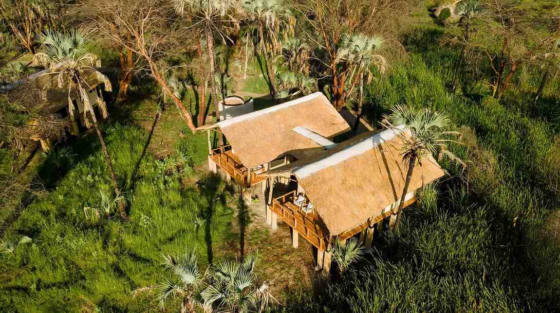 Exterior view of Kisima Ngeda Camp — lakeshore forest-camp in Hadza country accommodation in Tanzania