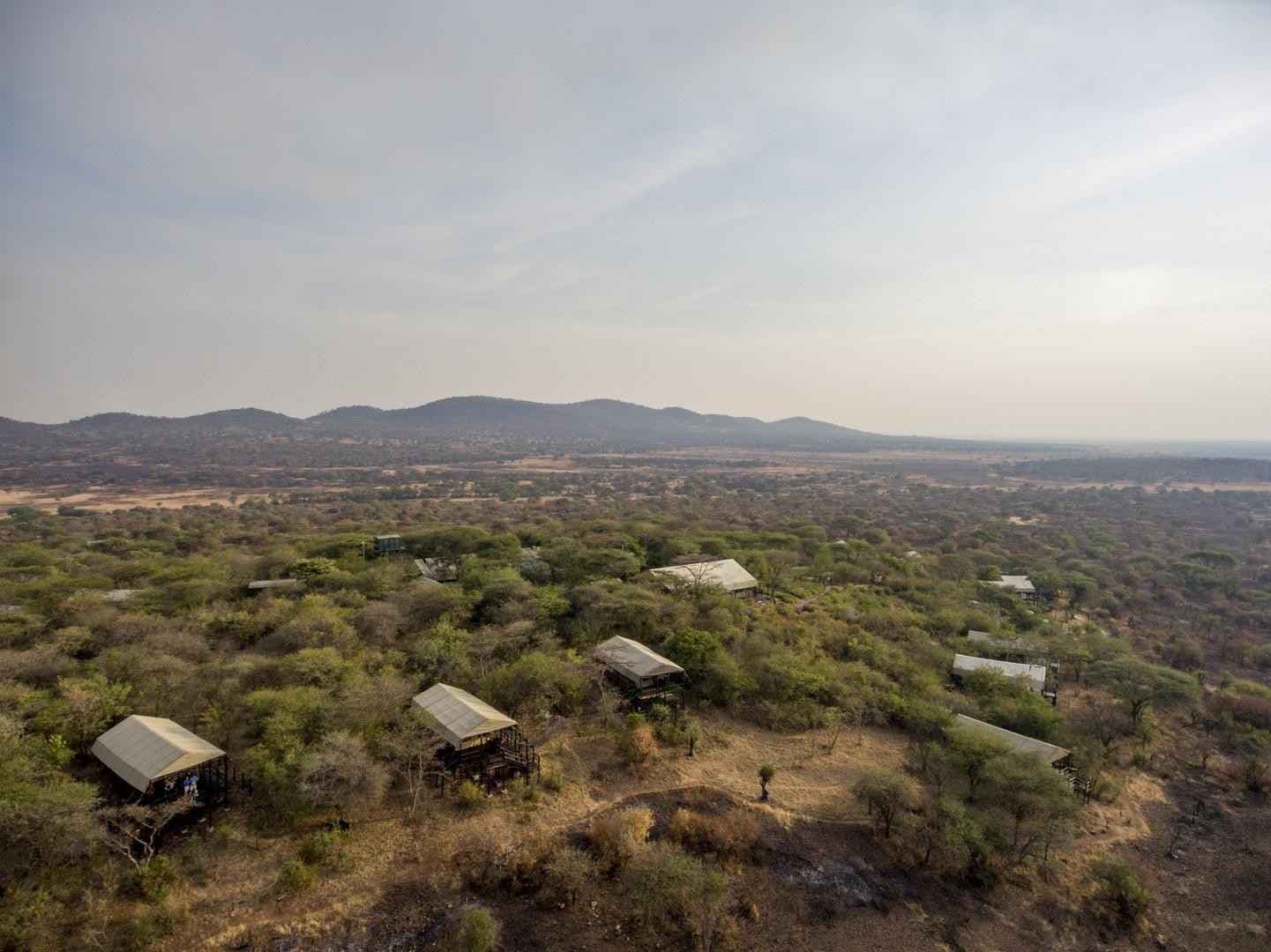 Exterior view of kirawira serena camp — elegant tented camp on the western serengeti plains accommodation in Tanzania
