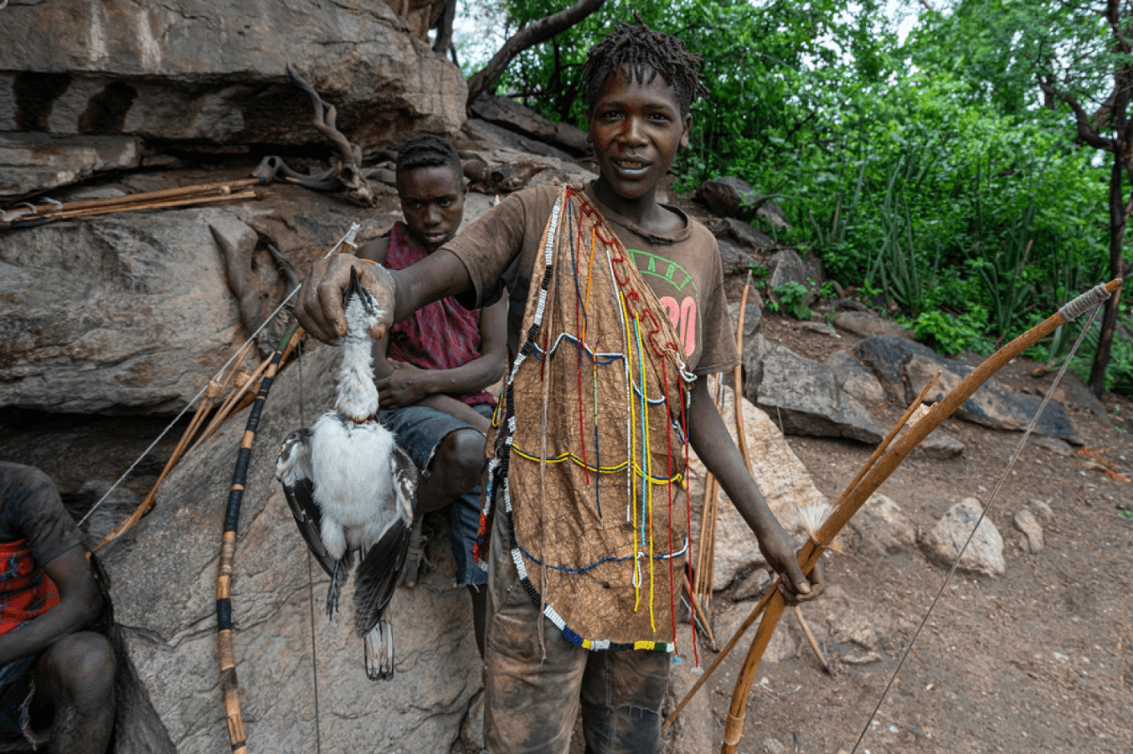 Hadzabe hunter in the bush