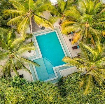 Uzuri Boutique Hotel pool aerial view