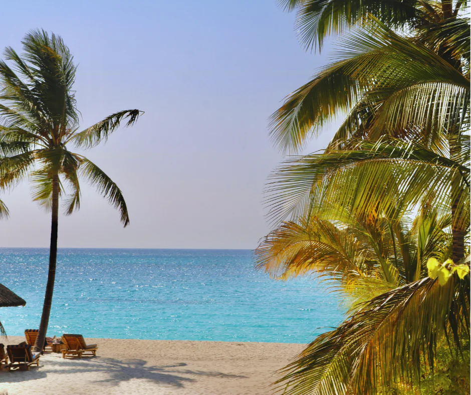 Beach and ocean scenery at Fanjove Island island escape